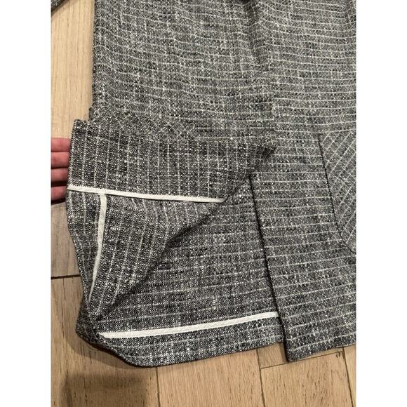 Stile Benetton Cropped Sleeve Black‎ and White Tweed Long Jacket 8/M Office Work - Picture 5 of 10